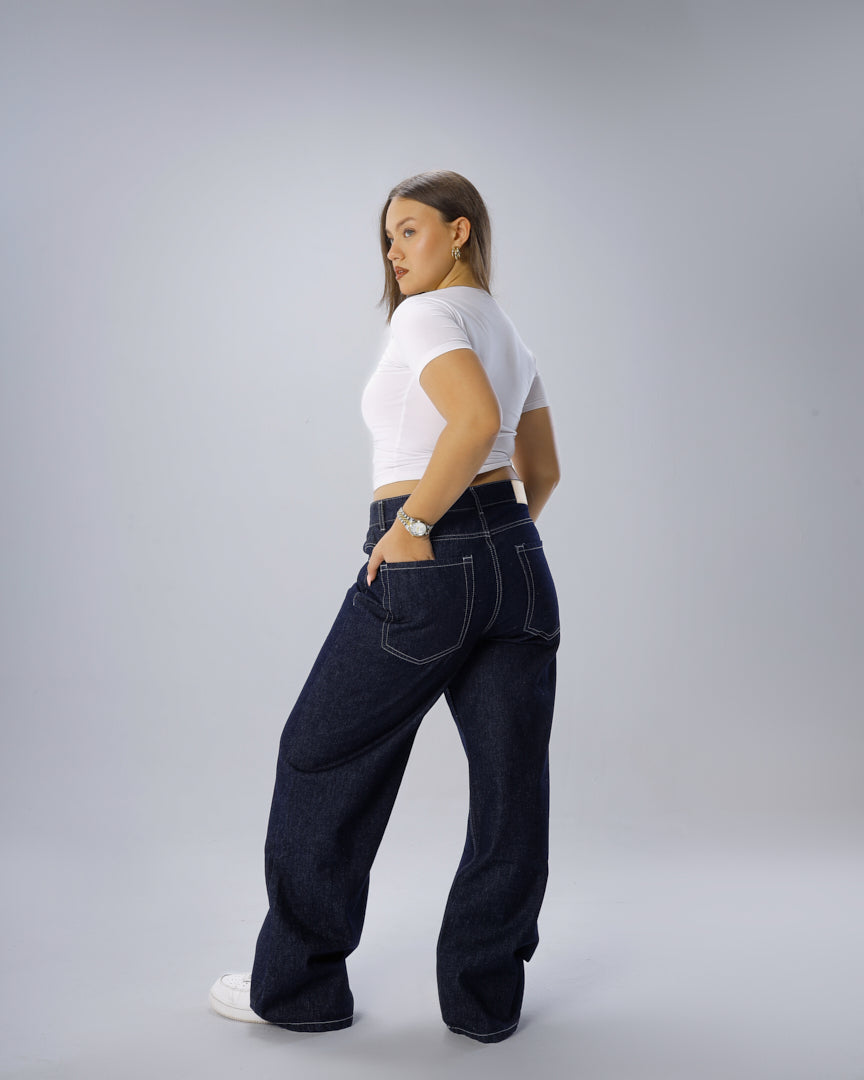 Raw Blue Straight Leg Jeans