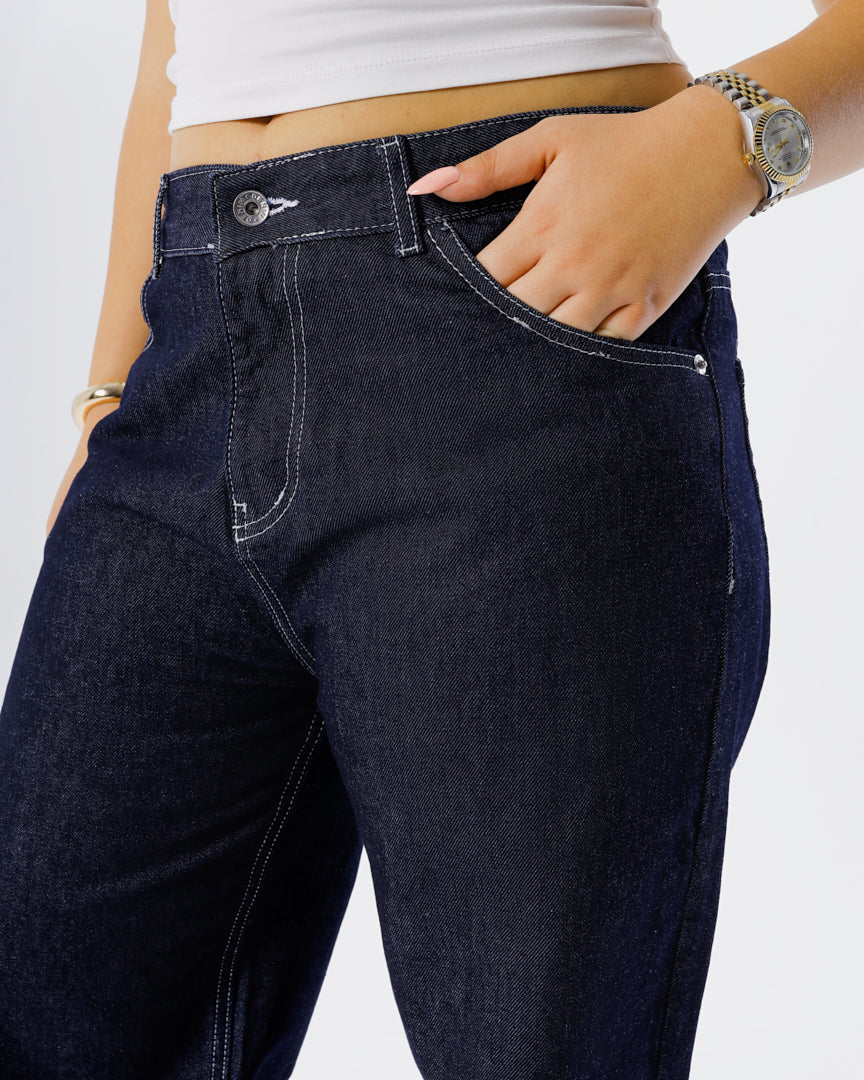 Raw Blue Straight Leg Jeans