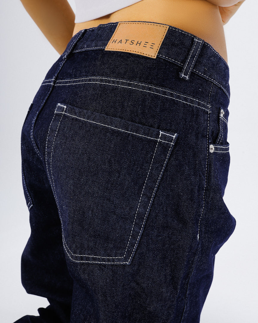 Raw Blue Straight Leg Jeans